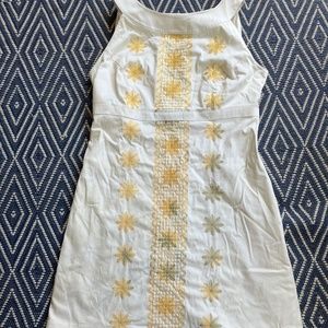 Lily Pulitzer White Dress with Gold Embroidery-97% Cotton, 3% Spandex